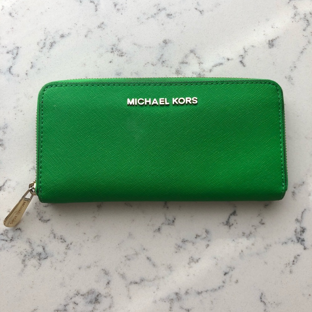 Michael Kors full zip jet set wallet - palm green